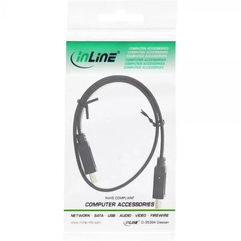 Cavo HDMI piatto InLine High Speed con Ethernet placcato oro nero 0,5 m