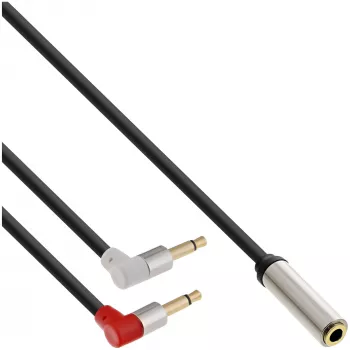 Cavo audio slim per sedile aereo InLine 2x 3,5 mm maschio a 1x femmina, 2 m