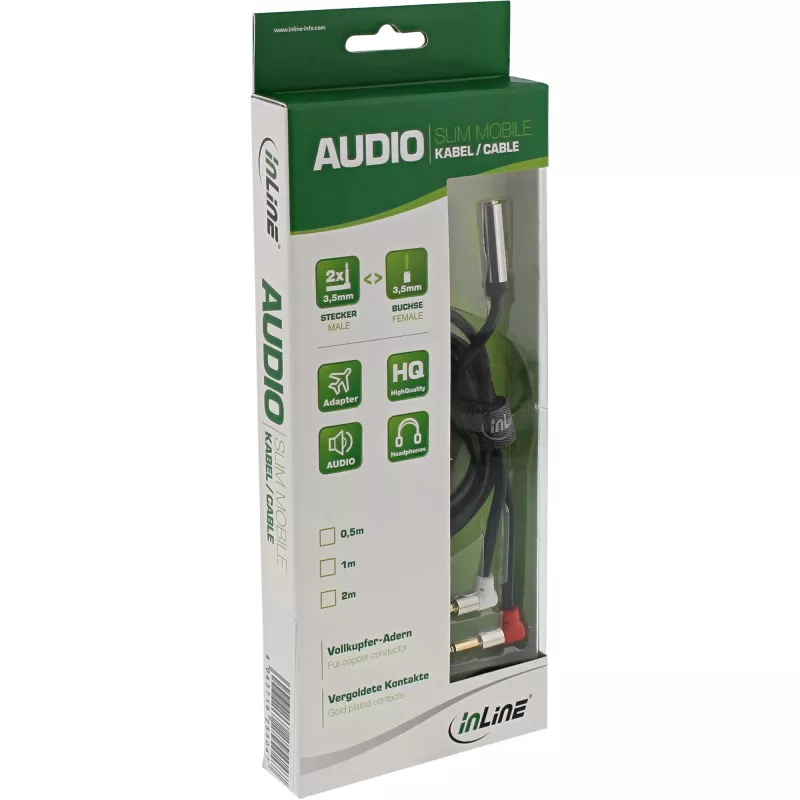 Cavo audio slim per sedile aereo InLine 2x 3,5 mm maschio a 1x femmina, 2 m