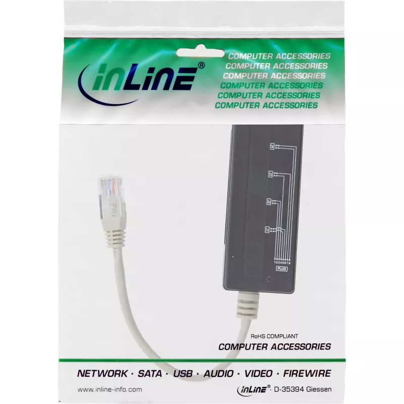 Splitter telefonico a 4 porte InLine, RJ45 maschio a 4x RJ45 femmina, 0,15 m