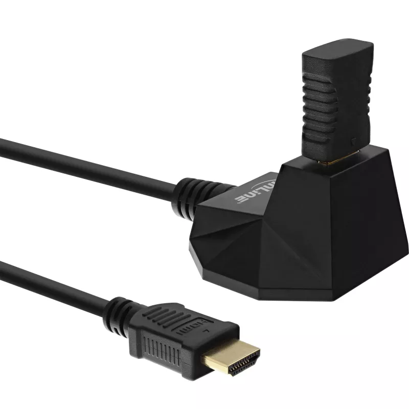 InLine HDMI Station, cavo HS HDMI con Ethernet, M/F, nero, contatti dorati, 5m