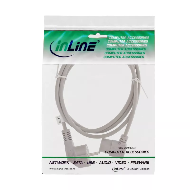 Cavo di alimentazione InLine, CEE 7/7 angolare / 3 poli IEC C13 angolare, grigio, 0,5m