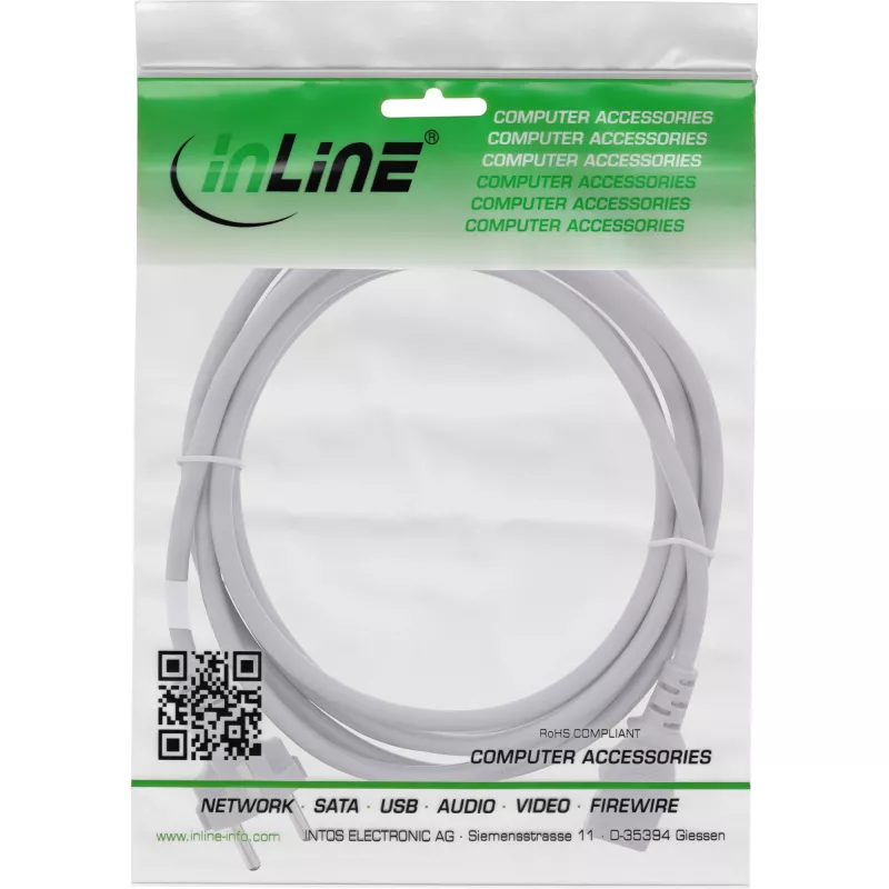 Cavo di alimentazione InLine, CEE 7/7 dritto / 3 poli IEC C13 maschio, grigio, 5 m