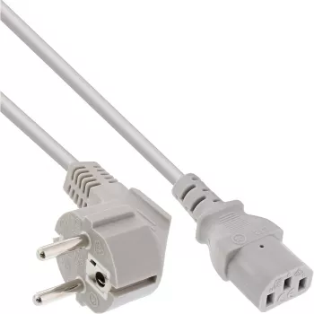 Cavo di alimentazione InLine, CEE 7/7 angolare / 3 poli IEC C13 maschio, grigio, 0,5 m