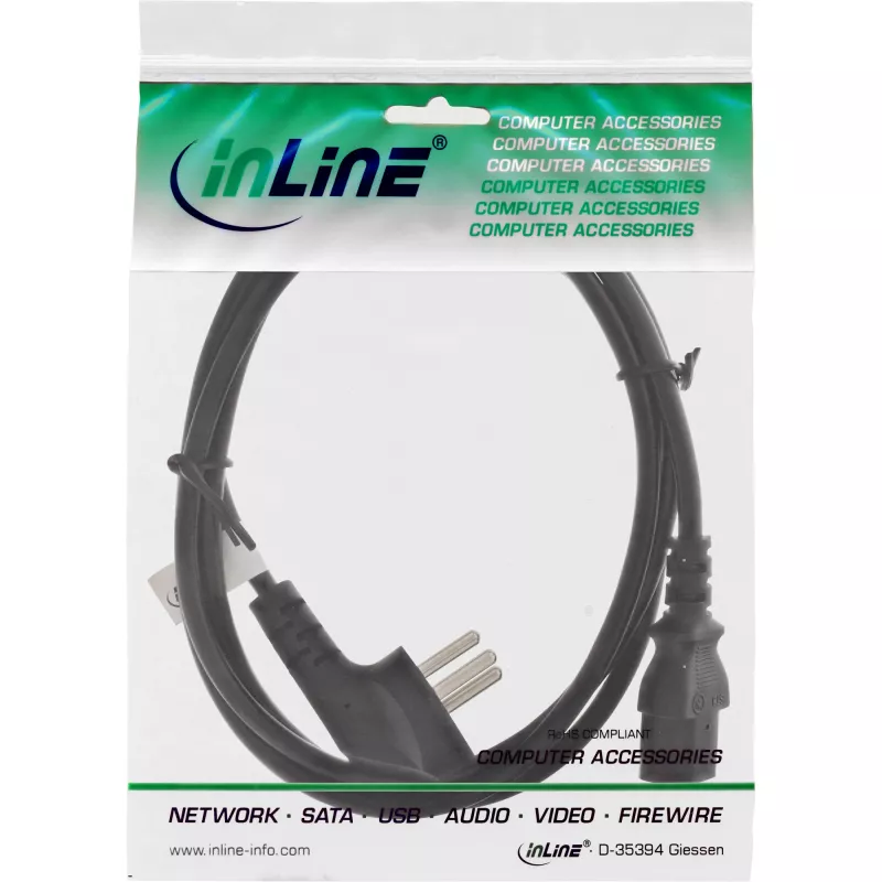 Cavo di alimentazione InLine, Israele Tipo H / connettore IEC C13 3 poli, 3 m