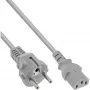Cavo di alimentazione InLine, CEE 7/7 dritto / connettore IEC C13 3 poli, grigio, 1 m