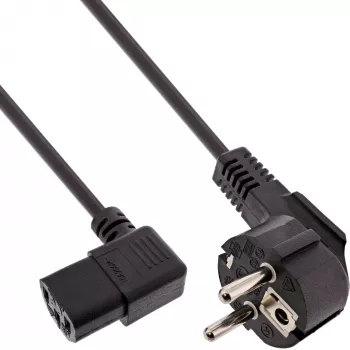 Cavo di alimentazione InLine, CEE 7/7 angolare / IEC C13 3 poli angolare a sinistra, nero, 5 m
