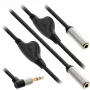 Cavo audio slim a Y InLine 3,5 mm spina / 2x connettore femmina, con regolatore di volume 0,25 m