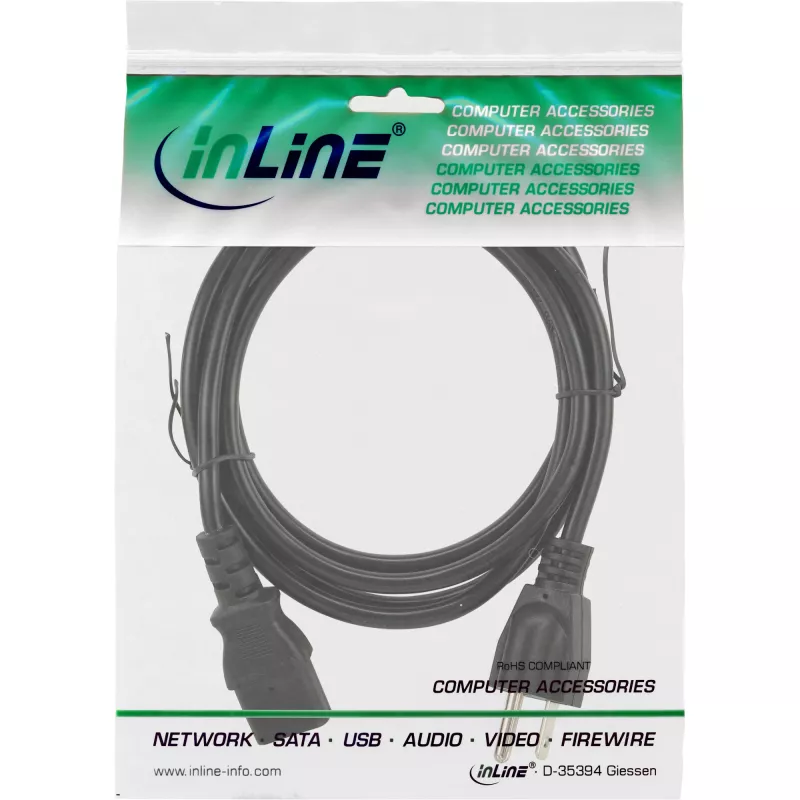 Cavo di alimentazione InLine spina USA / connettore IEC C13 3 poli, 18 AWG, 5 m