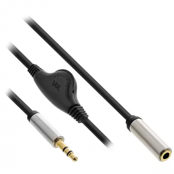 Cavo audio slim InLine 3,5 mm spina / connettore femmina con regolatore di volume 0,25 m