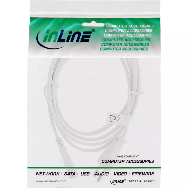 Cavo di alimentazione InLine, spina Euro / connettore Euro8, bianco, 5,0 m
