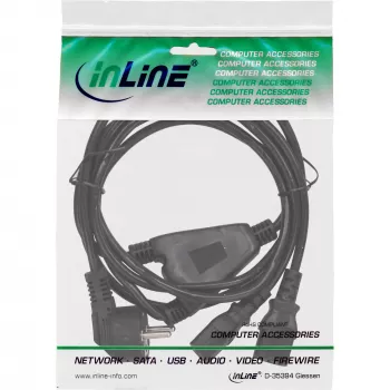 Cavo di alimentazione a Y InLine 1x CEE 7/7 angolare / 2x connettore IEC C13 3 poli, 1 m
