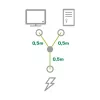 Cavo di alimentazione a Y InLine 1x CEE 7/7 angolare / 2x connettore IEC C13 3 poli, 1 m