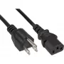 Cavo di alimentazione InLine spina NEMA 1-15P / connettore femmina IEC C13 3 poli, 18 AWG, 0,5 m