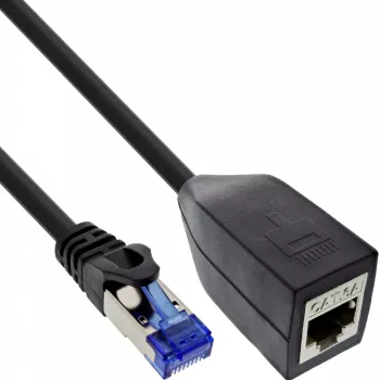 InLine protezione interfaccia RJ45 Cat.6A S/FTP, RJ45 M/F, nero, 0,2 m