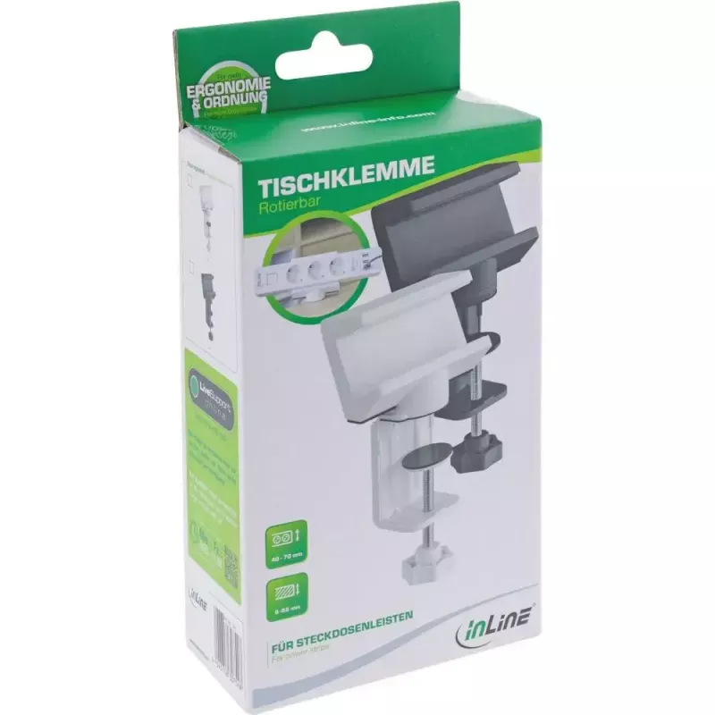 Supporto per ciabatta InLine 23193W girevole morsetto a vite bianco