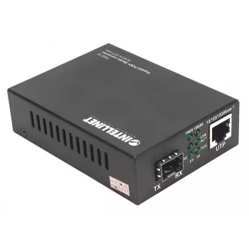 Intellinet convertitore di media Gigabit PoE+, da 1 porta 1000Base-T RJ45 a 1 porta SFP, iniettore PoE+