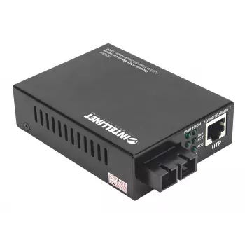 Intellinet convertitore di media Gigabit PoE+, da porta 1000Base-T RJ45 a 1000Base-LX (SC) monomodale, 20 km, iniettore PoE+