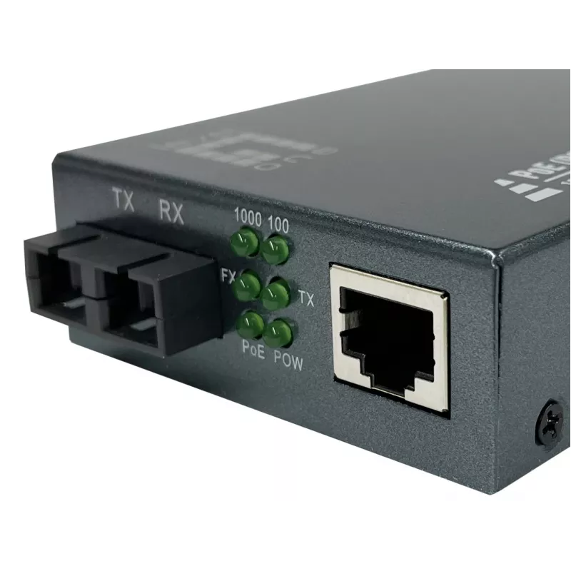 LevelOne convertitore di media RJ45 a SC Gigabit, PoE PSE, fibra multimodale, 0,5 km