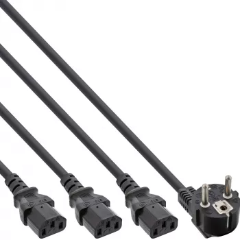 InLine cavo di alimentazione Y 1x CEE 7/7 / 3x connettore maschio IEC C13 a 3 poli, nero, 3 m