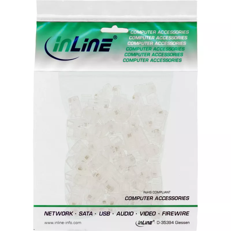 InLine connettore modulare 8P4C RJ45 per crimpare su cavo piatto ISDN 100 pezzi