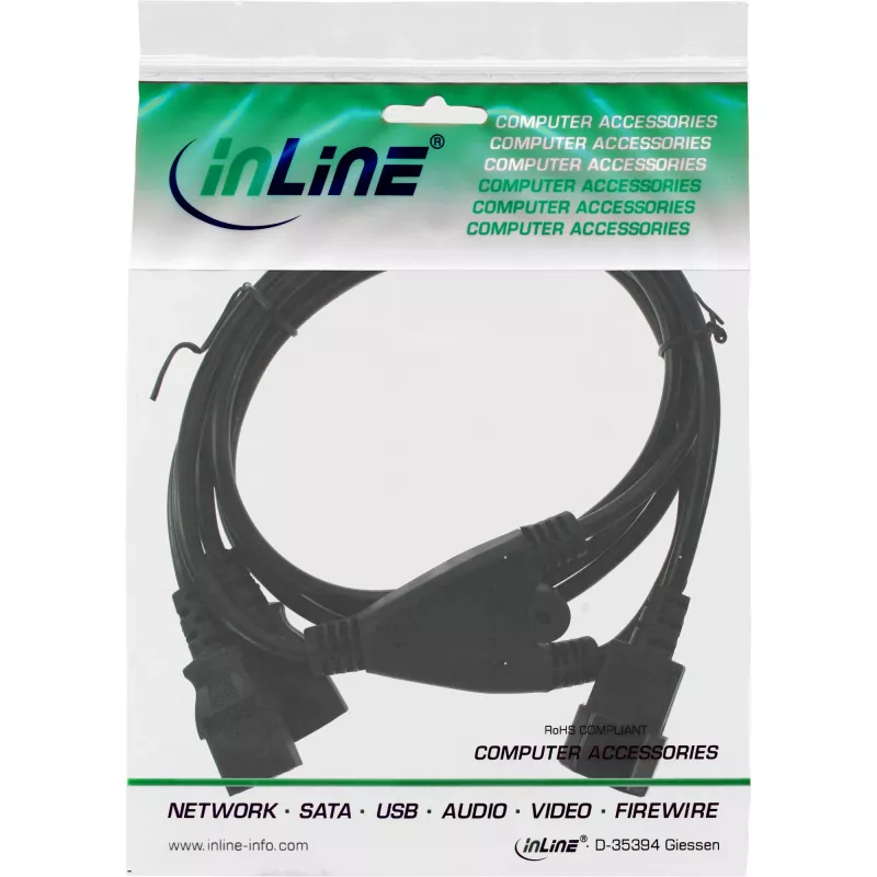 InLine cavo di alimentazione Y tipo F 1x IEC-C14 a 2x IEC-C13 5 m