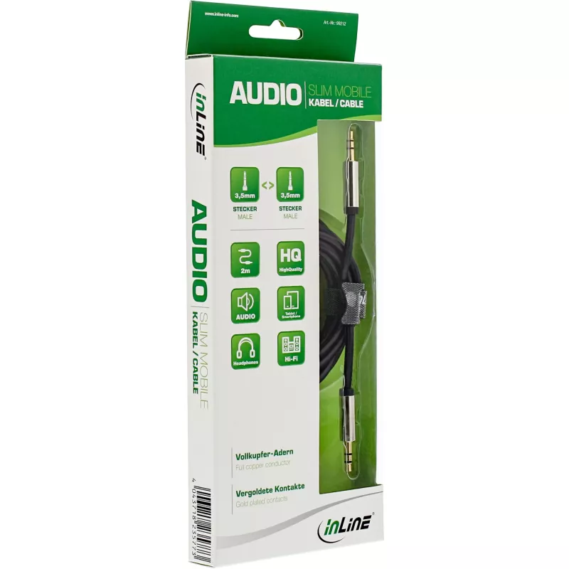 InLine cavo audio slim 3,5 mm maschio / maschio, stereo, 2 m
