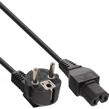 InLine cavo di alimentazione, CEE7/7 angolare a C15 dritto, 3 x 1mm², nero, 1 m