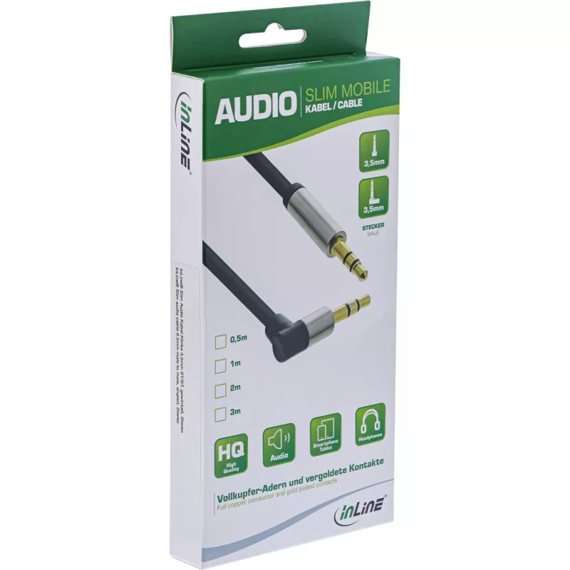 InLine cavo audio slim 3,5 mm maschio/maschio angolare stereo 3 m