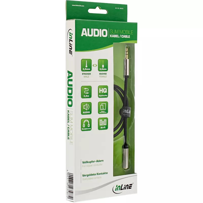 Cavo audio InLine slim 3,5 mm connettore maschio / femmina stereo 3 m
