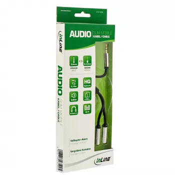 Cavo audio a Y InLine slim 3,5 mm connettore maschio / 2x connettore femmina 0,15 m