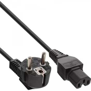 Cavo di alimentazione InLine, CEE7/7 angolato a C15 dritto, 3 x 1 mm², nero, 5 m