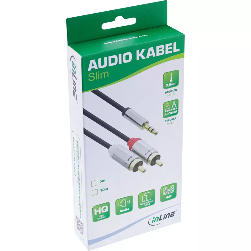 Cavo audio 3,5 mm connettore maschio / 2x connettore RCA 5 m InLine 99245
