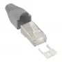 Connettore maschio crimp InLine RJ45 8P8C schermato con guida di inserimento e protezione anti-piega, grigio