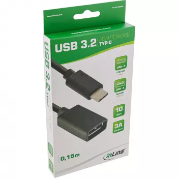 Cavo adattatore InLine USB 3.2 Gen.1x2, USB-C connettore maschio / A connettore femmina, nero, 0,15 m