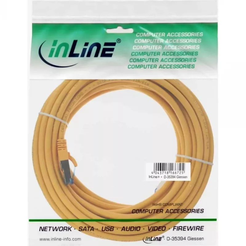 Cavo patch InLine S/FTP PiMF Cat.6A halogen-free 500 MHz giallo 7,5 m