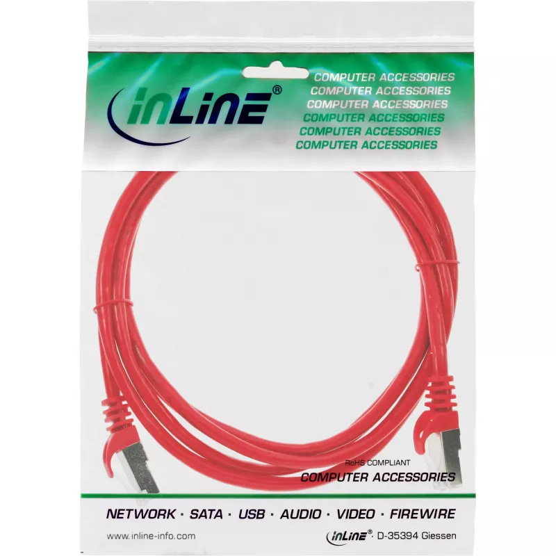 Cavo patch InLine SF/UTP Cat.5e rosso 5 m