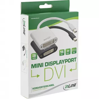 Adattatore InLine Mini DisplayPort connettore maschio / DVI-D 24+1 connettore femmina alluminio nero, 0,15 m