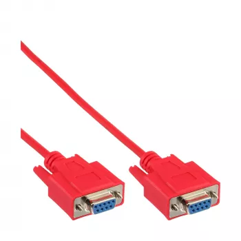 Cavo null modem InLine DB9 femmina / femmina, stampato, rosso, 3 m