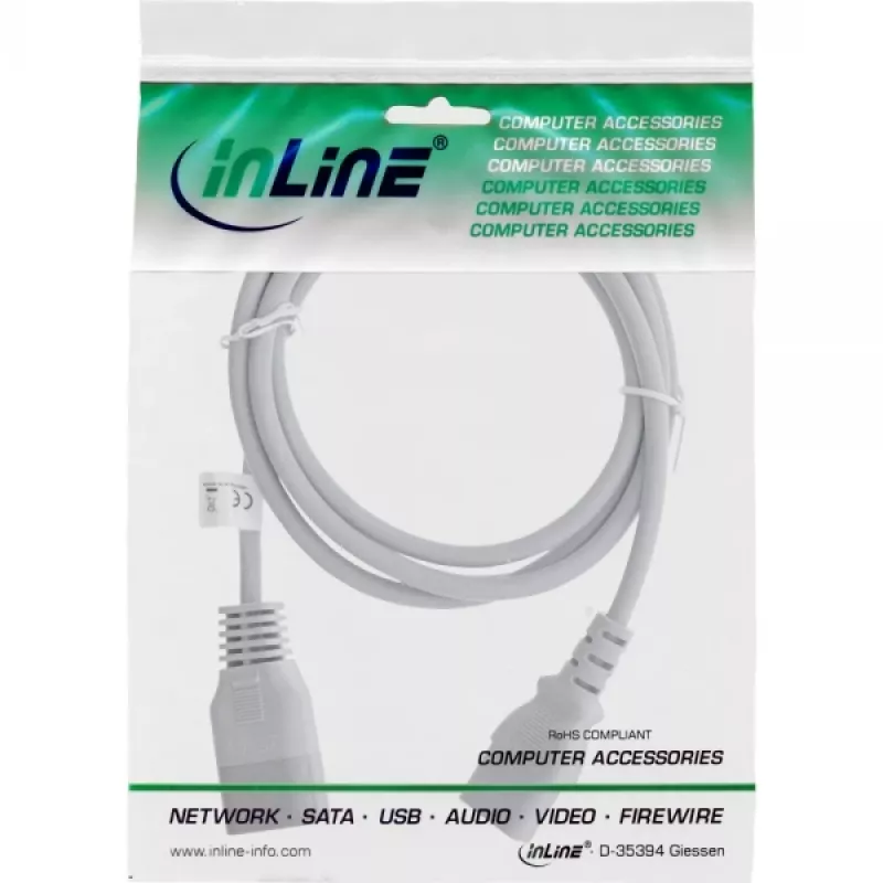 Prolunga cavo alimentazione C13/C14 InLine 16632G grigio 1,8 m