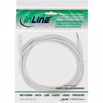 Cavo audio InLine, jack 3,5 mm maschio/femmina, stereo, bianco/oro 10 m