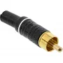 Connettore RCA InLine da saldare anello bianco metallo nero per cavo 6 mm