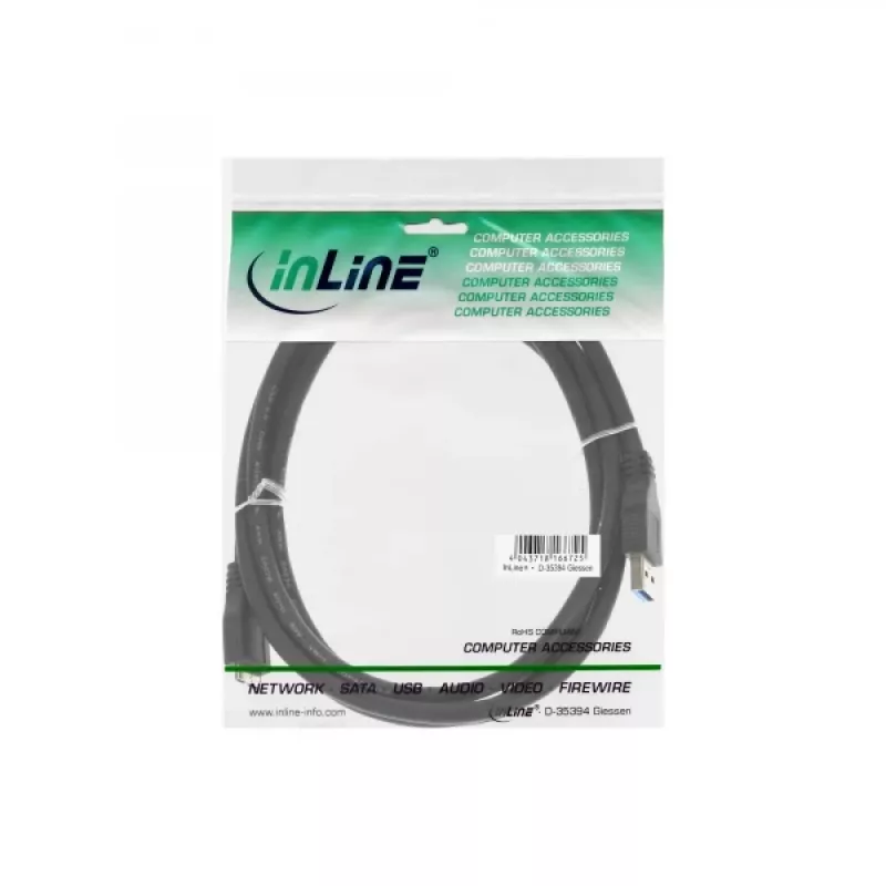 Cavo USB 3.2 Gen.1 InLine, Type-A maschio / Micro-B maschio, nero, 3 m
