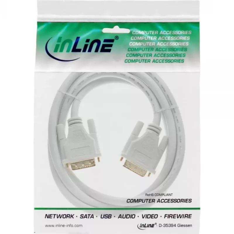 Cavo InLine DVI-D 24+1 maschio/maschio DVI Dual Link bianco/oro 3 m
