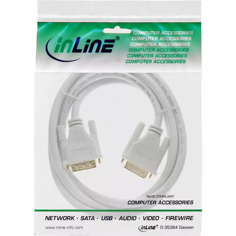 Cavo InLine DVI-D 24+1 maschio/maschio DVI Dual Link bianco/oro 2 m