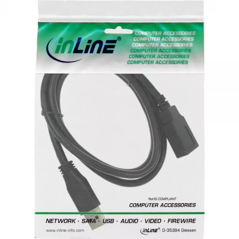 InLine USB 3.2 Gen.1 Cavo prolunga, USB-A maschio / femmina, nero, 1,5 m (35615)