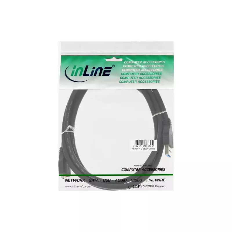 InLine USB 3.2 Gen.1 Cavo, da USB-A a Micro-USB B, 5 m, nero (35450)
