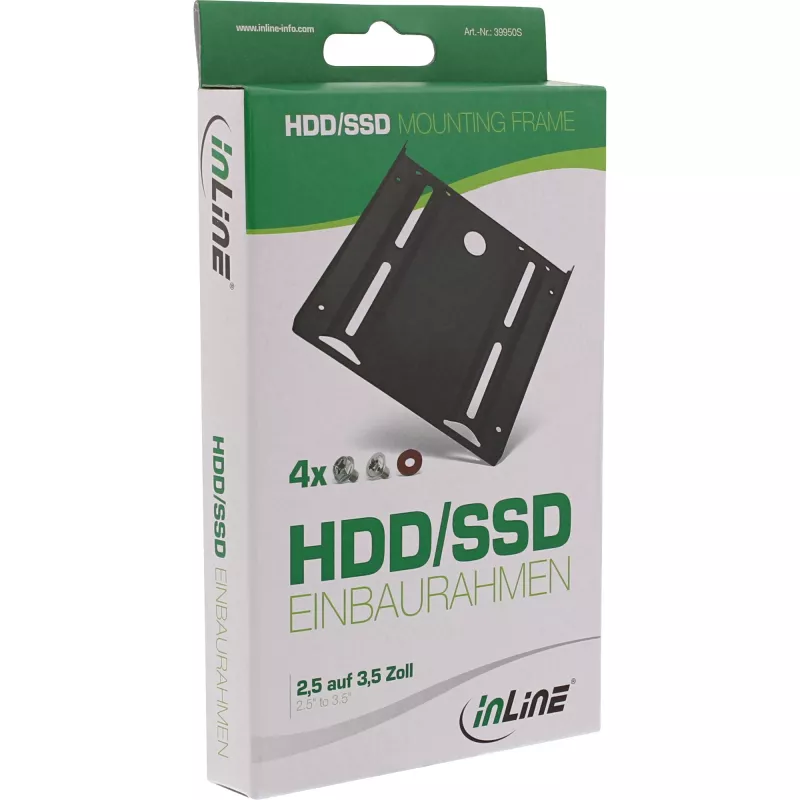Staffa di montaggio InLine per HDD/SSD, da 2,5 pollici a 3,5 pollici, con viti, nero