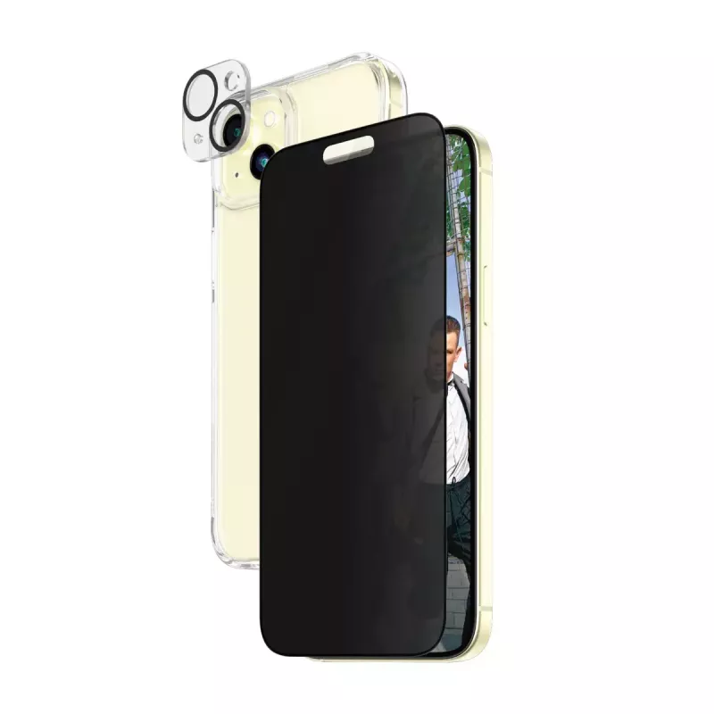 PanzerGlass Privacy confezione 3-in-1 iPhone 15 Plus vetro temperato