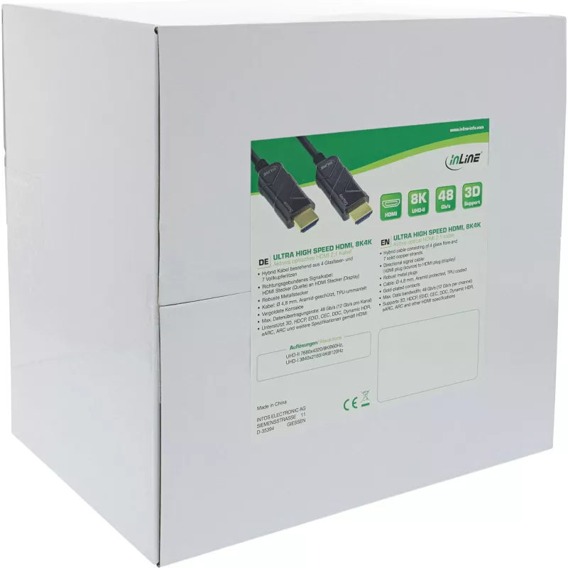 Cavo InLine HDMI AOC, cavo Ultra High Speed HDMI, 8K4K, nero, 80 m